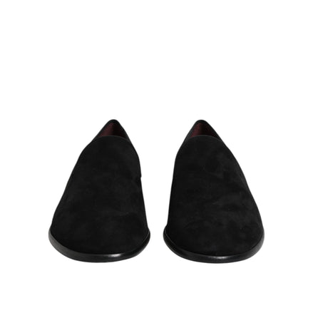 Dolce & Gabbana Black Suede Slip On Loafers Formal Shoes