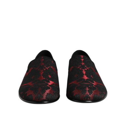 Mocassini Slip-on Jacquard Rossi e Neri Dolce & Gabbana