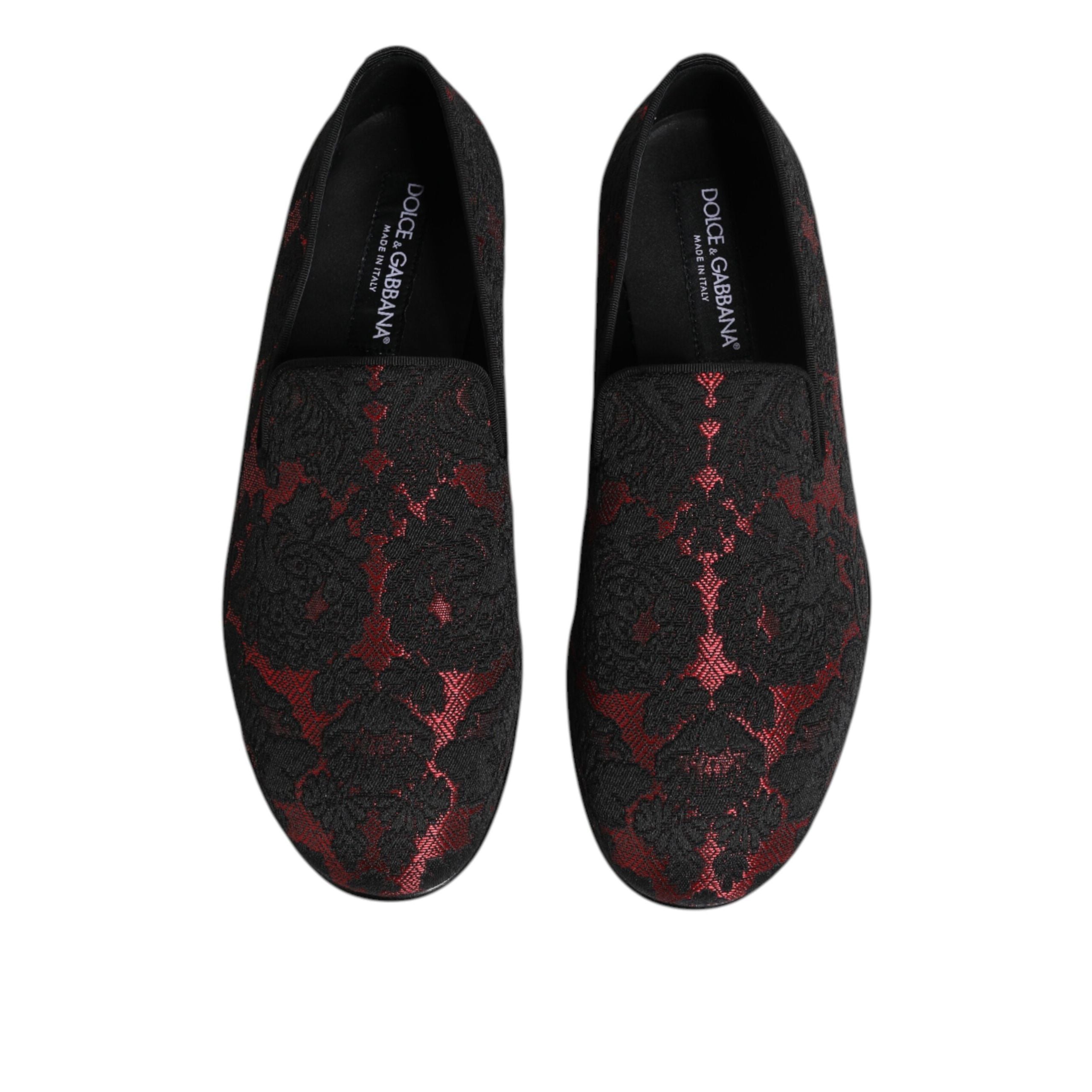 Mocassini Slip-on Jacquard Rossi e Neri Dolce & Gabbana