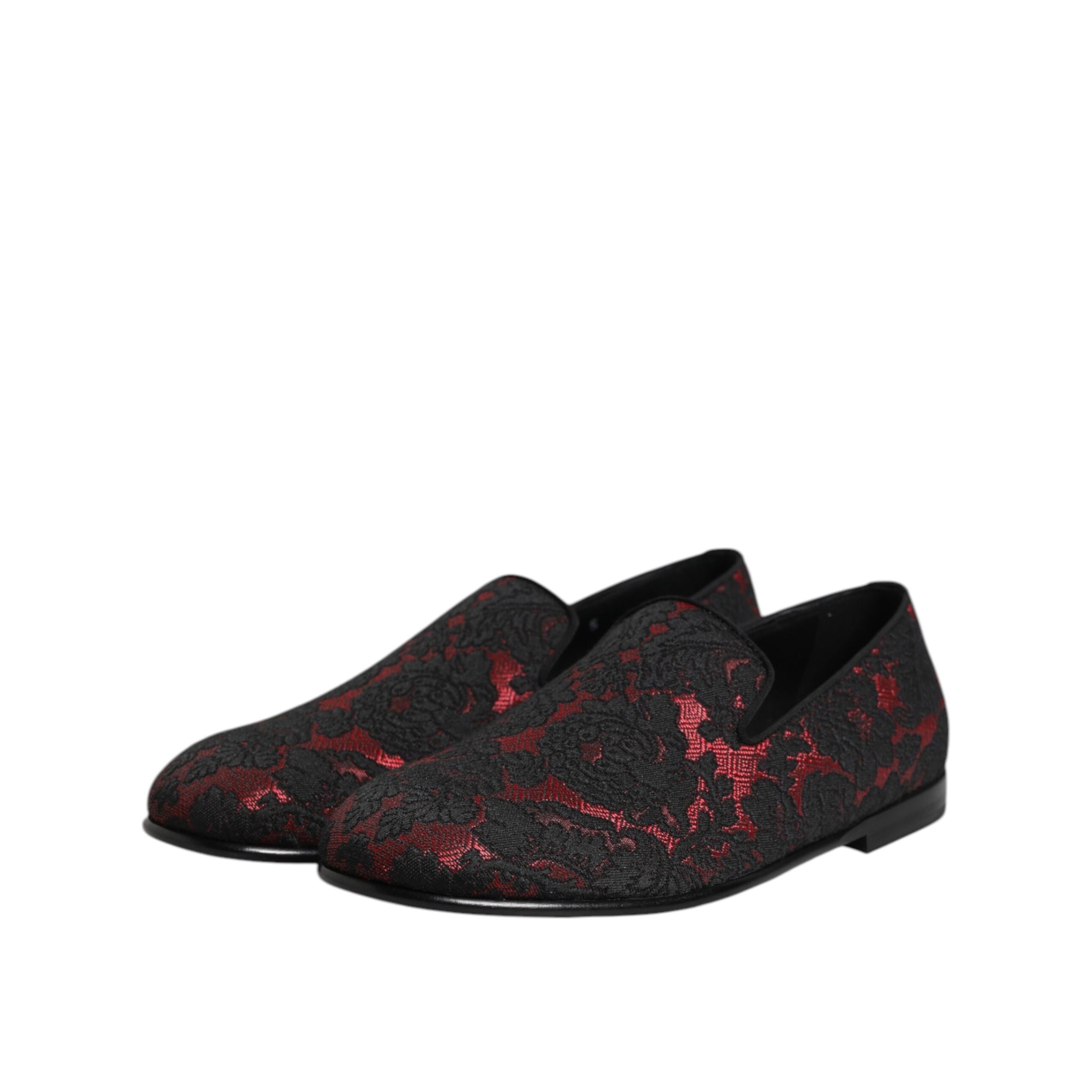 Mocassini Slip-on Jacquard Rossi e Neri Dolce & Gabbana