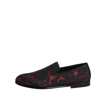 Mocassini Slip-on Jacquard Rossi e Neri Dolce & Gabbana