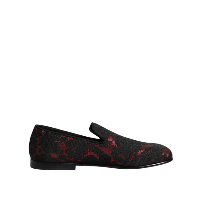 Mocassini Slip-on Jacquard Rossi e Neri Dolce & Gabbana