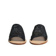 Dolce & Gabbana Black Monochrome Braided Raffia Slides