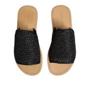 Dolce & Gabbana Black Monochrome Braided Raffia Slides