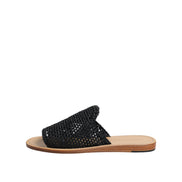 Dolce & Gabbana Black Monochrome Braided Raffia Slides