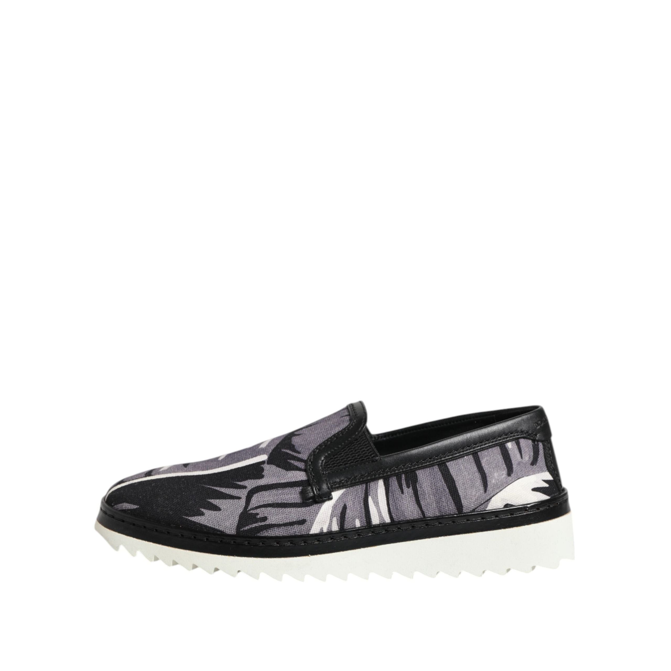 Scarpe da uomo sneakers slip-on nere Tropical Dolce & Gabbana