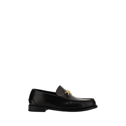 Versace Black Calf Leather Slip-On Loafers
