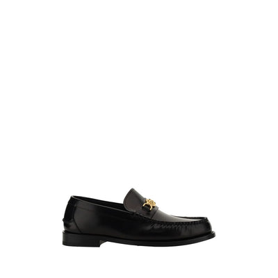 Versace Black Calf Leather Slip-On Loafers