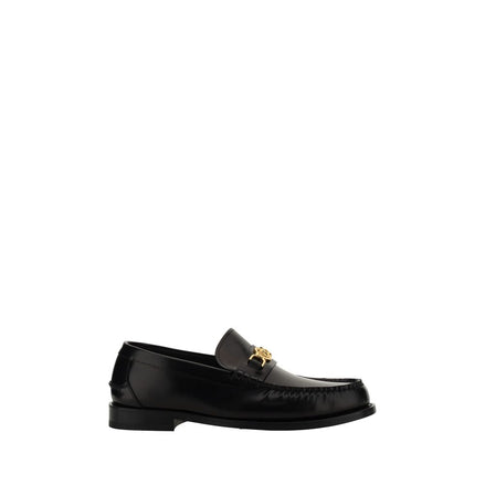 Versace Black Calf Leather Slip-On Loafers