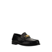 Versace Black Calf Leather Slip-On Loafers