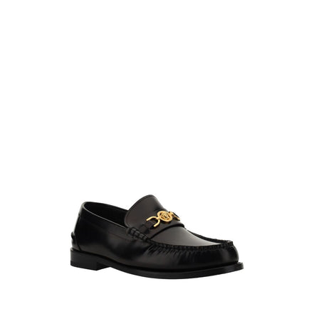 Versace Black Calf Leather Slip-On Loafers