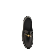 Versace Black Calf Leather Slip-On Loafers
