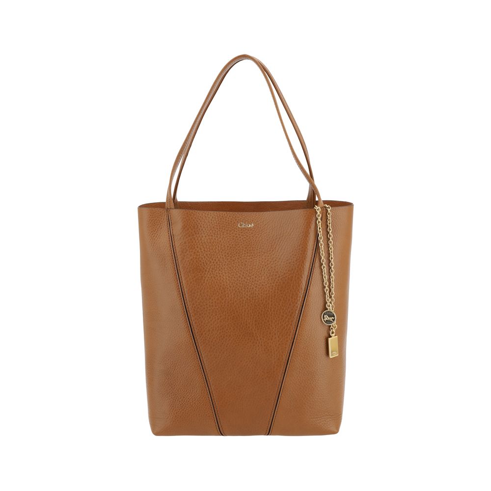 Chloé Brown Calf Leather Shoulder Bag - Spin 27x31x14