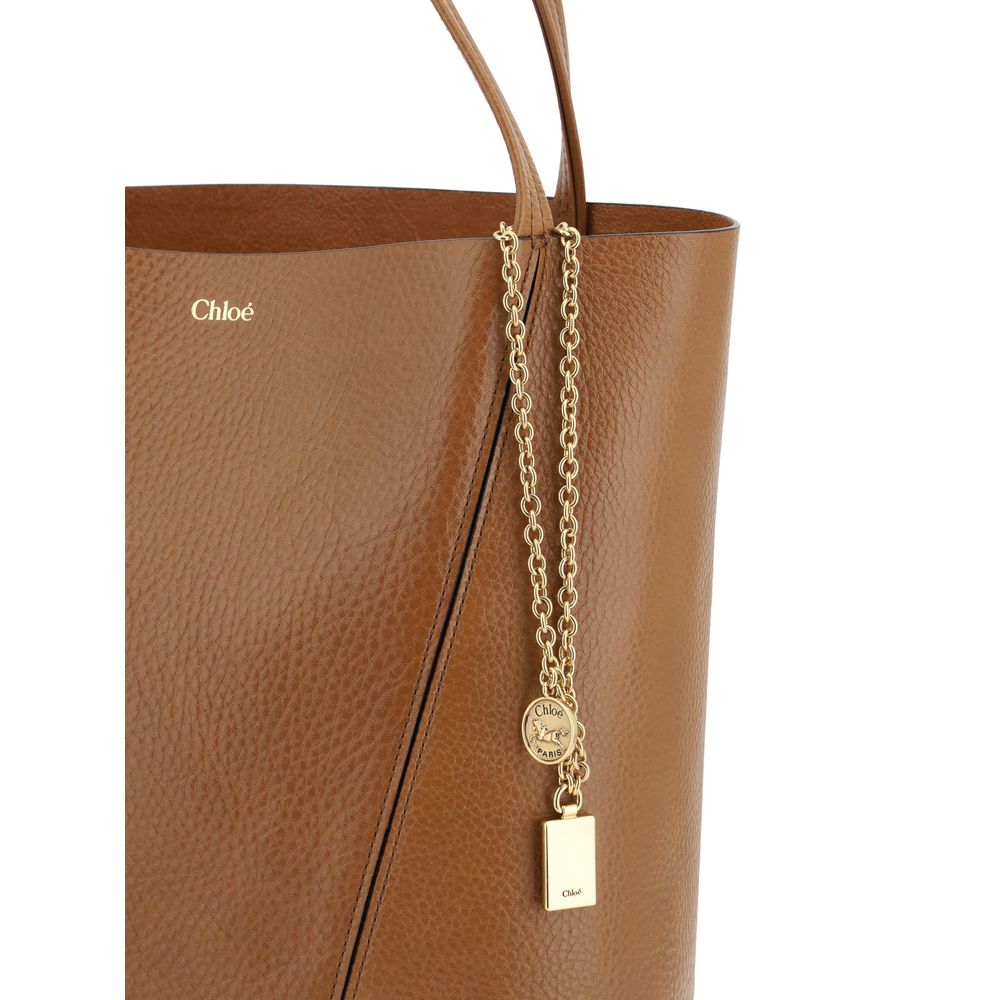 Chloé Brown Calf Leather Shoulder Bag - Spin 27x31x14