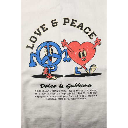 T-shirt girocollo in cotone da uomo Dolce & Gabbana "Love Peace" bianca