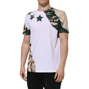 Dolce & Gabbana White Camouflage Cotton Crew Neck T-shirt