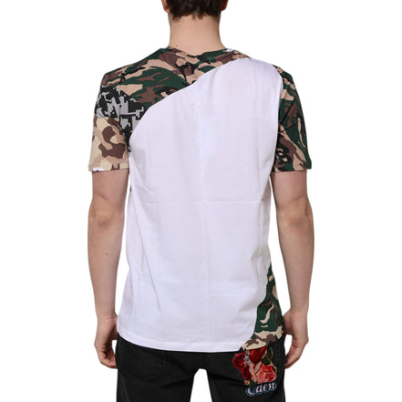 Dolce & Gabbana White Camouflage Cotton Crew Neck T-shirt
