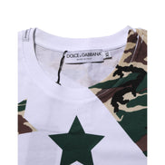 Dolce & Gabbana White Camouflage Cotton Crew Neck T-shirt