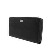 Dolce & Gabbana Black Leather Logo Zip-Around Continental Wallet