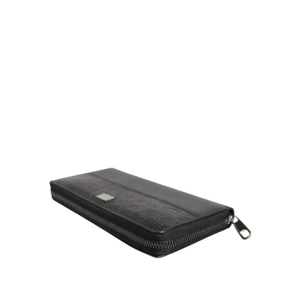 Dolce & Gabbana Black Leather Logo Zip-Around Continental Wallet