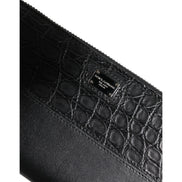 Dolce & Gabbana Black Leather Logo Zip-Around Continental Wallet