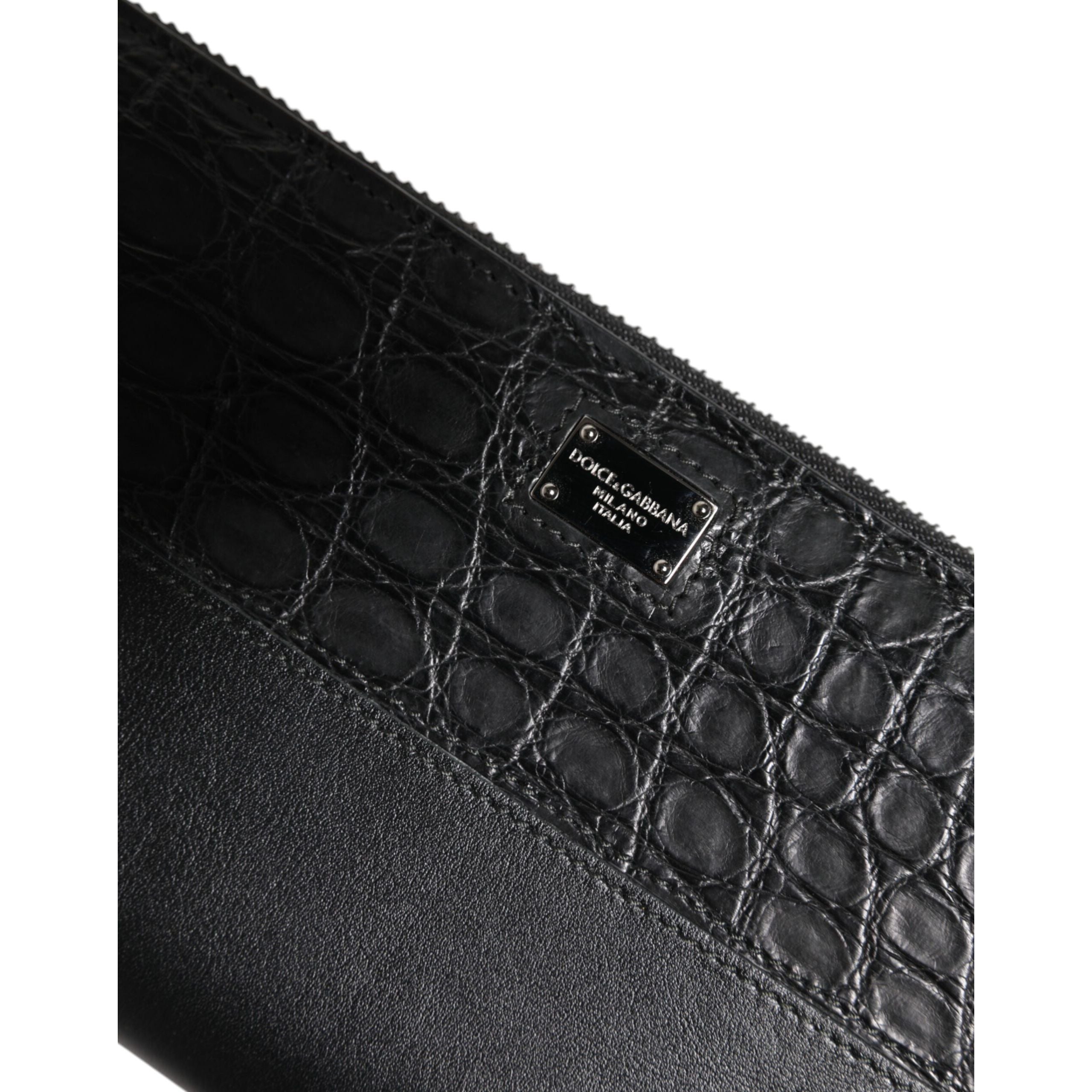 Dolce & Gabbana Black Leather Logo Zip-Around Continental Wallet