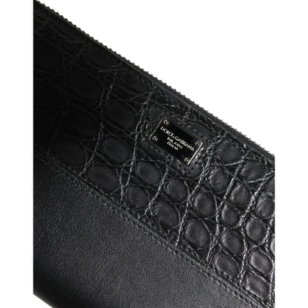 Dolce & Gabbana Black Leather Logo Zip-Around Continental Wallet