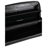 Dolce & Gabbana Black Leather Logo Zip-Around Continental Wallet