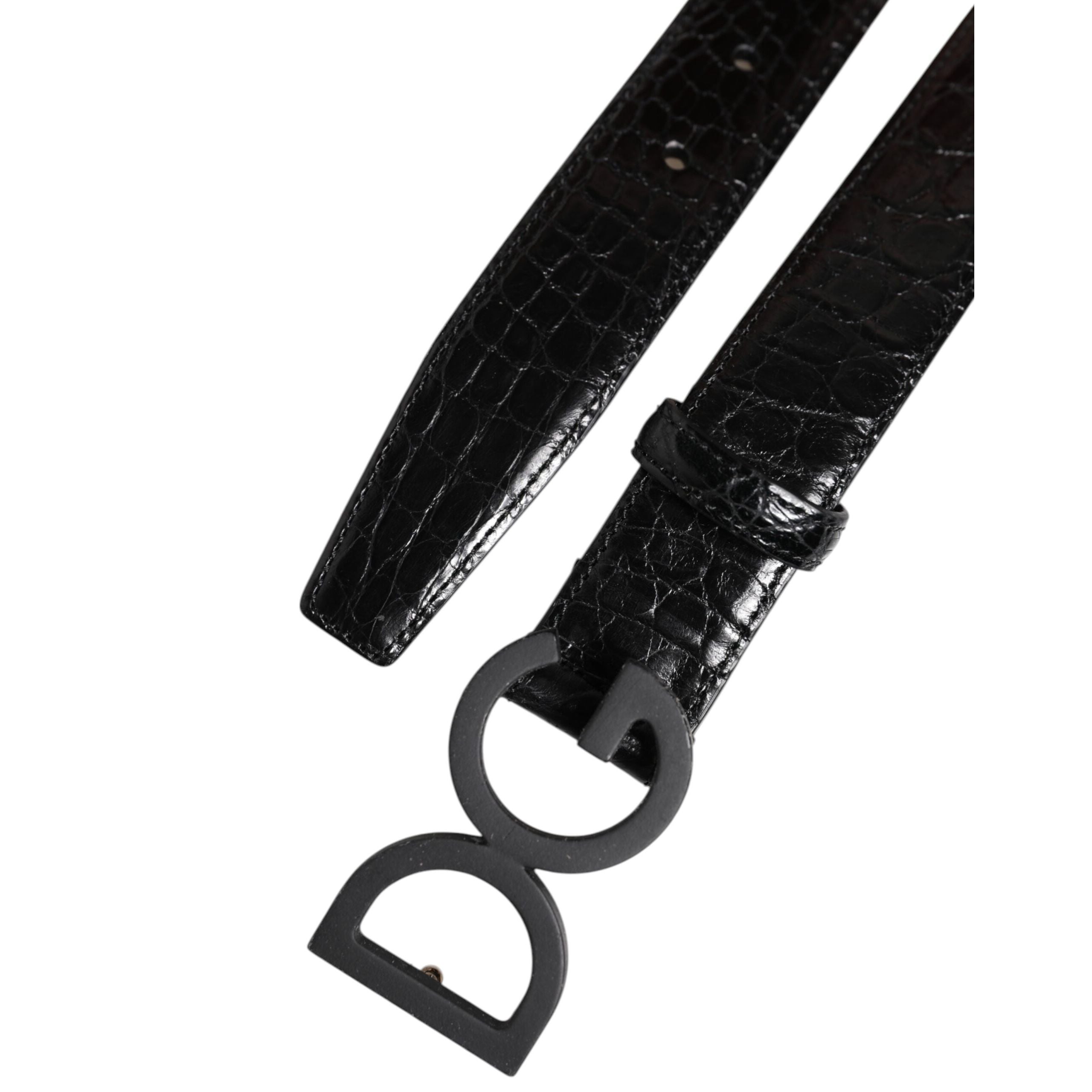 Ceinture Dolce & Gabbana en cuir noir avec boucle classique DG en métal