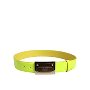 Cintura Dolce & Gabbana Giallo Verde con Fibbia Logo Classica in Metallo