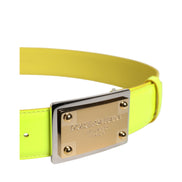 Cintura Dolce & Gabbana Giallo Verde con Fibbia Logo Classica in Metallo