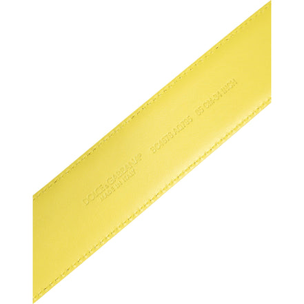 Cintura Dolce & Gabbana Giallo Verde con Fibbia Logo Classica in Metallo
