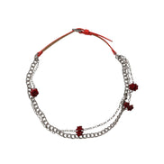 Ceinture Dolce & Gabbana en cuir rouge avec chaîne argentée et motif floral