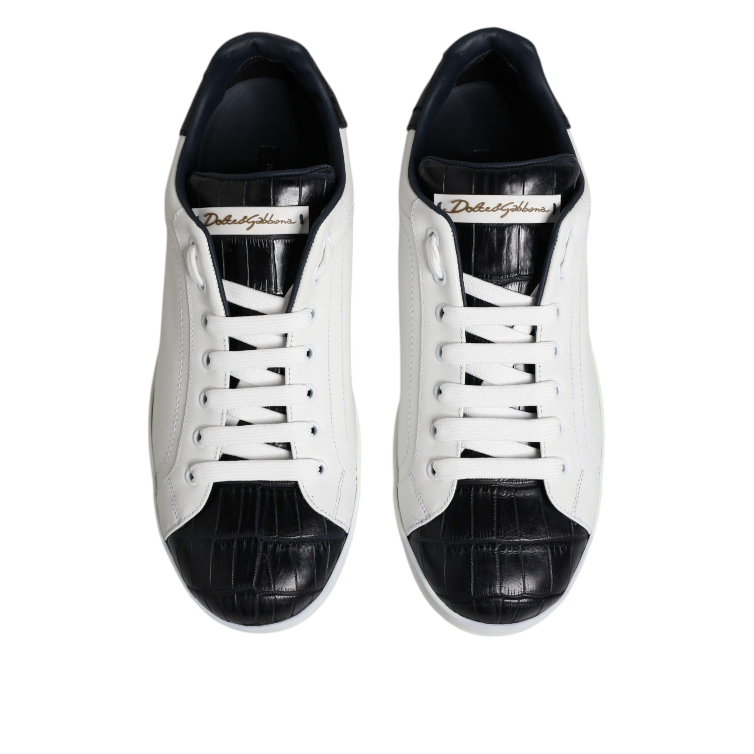 Chaussures Baskets Dolce & Gabbana Portofino en Cuir Noir et Blanc