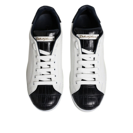 Chaussures Baskets Dolce & Gabbana Portofino en Cuir Noir et Blanc