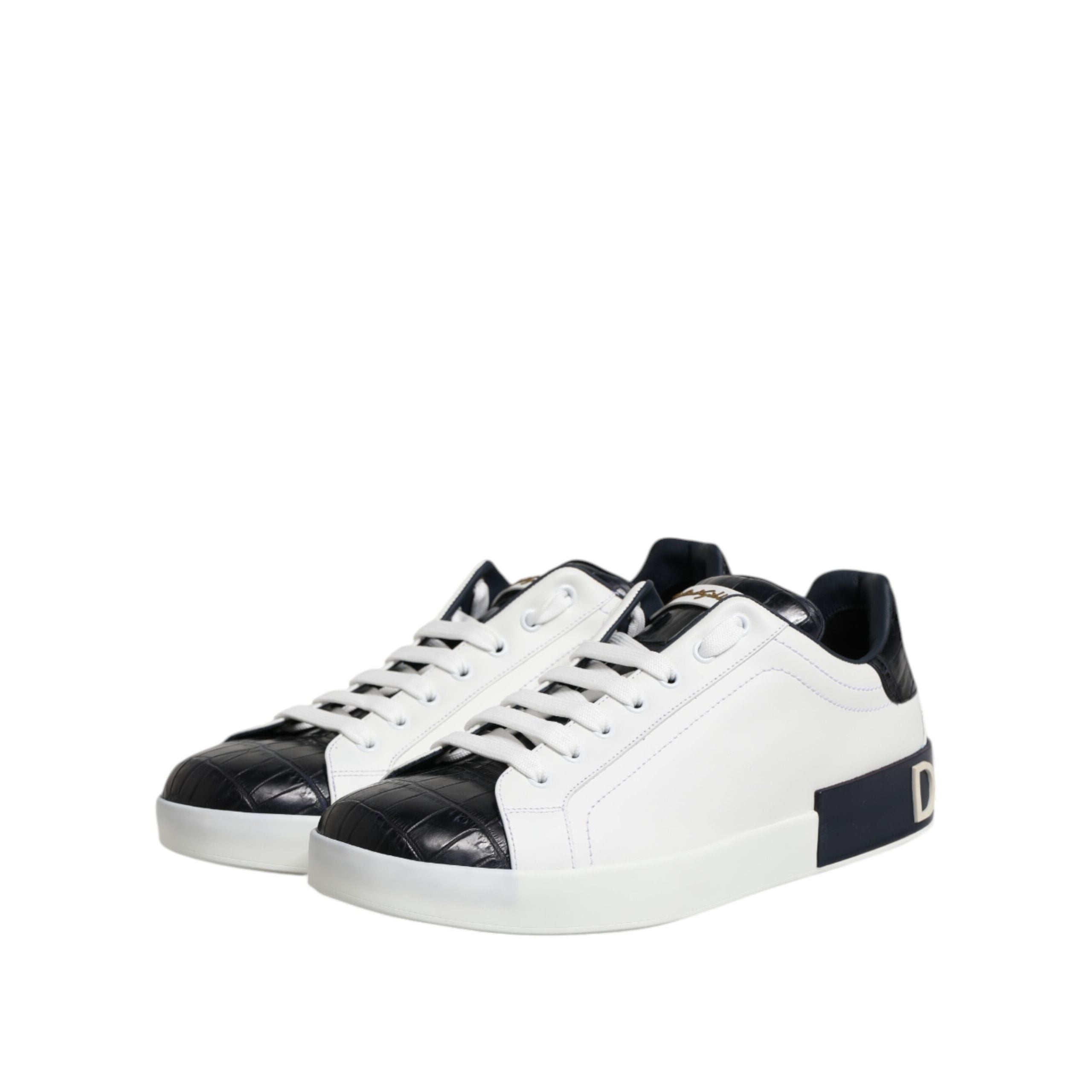 Chaussures Baskets Dolce & Gabbana Portofino en Cuir Noir et Blanc