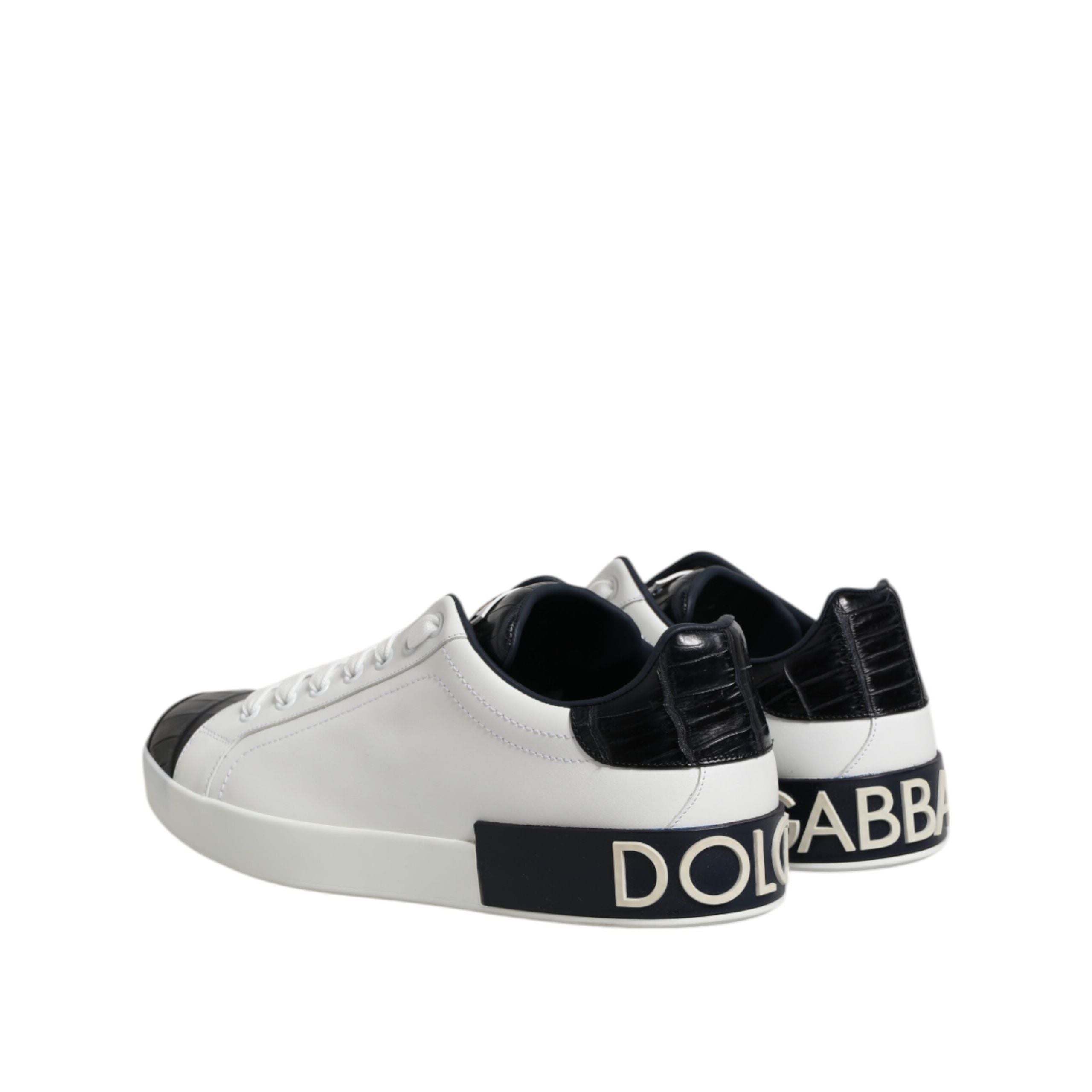 Chaussures Baskets Dolce & Gabbana Portofino en Cuir Noir et Blanc