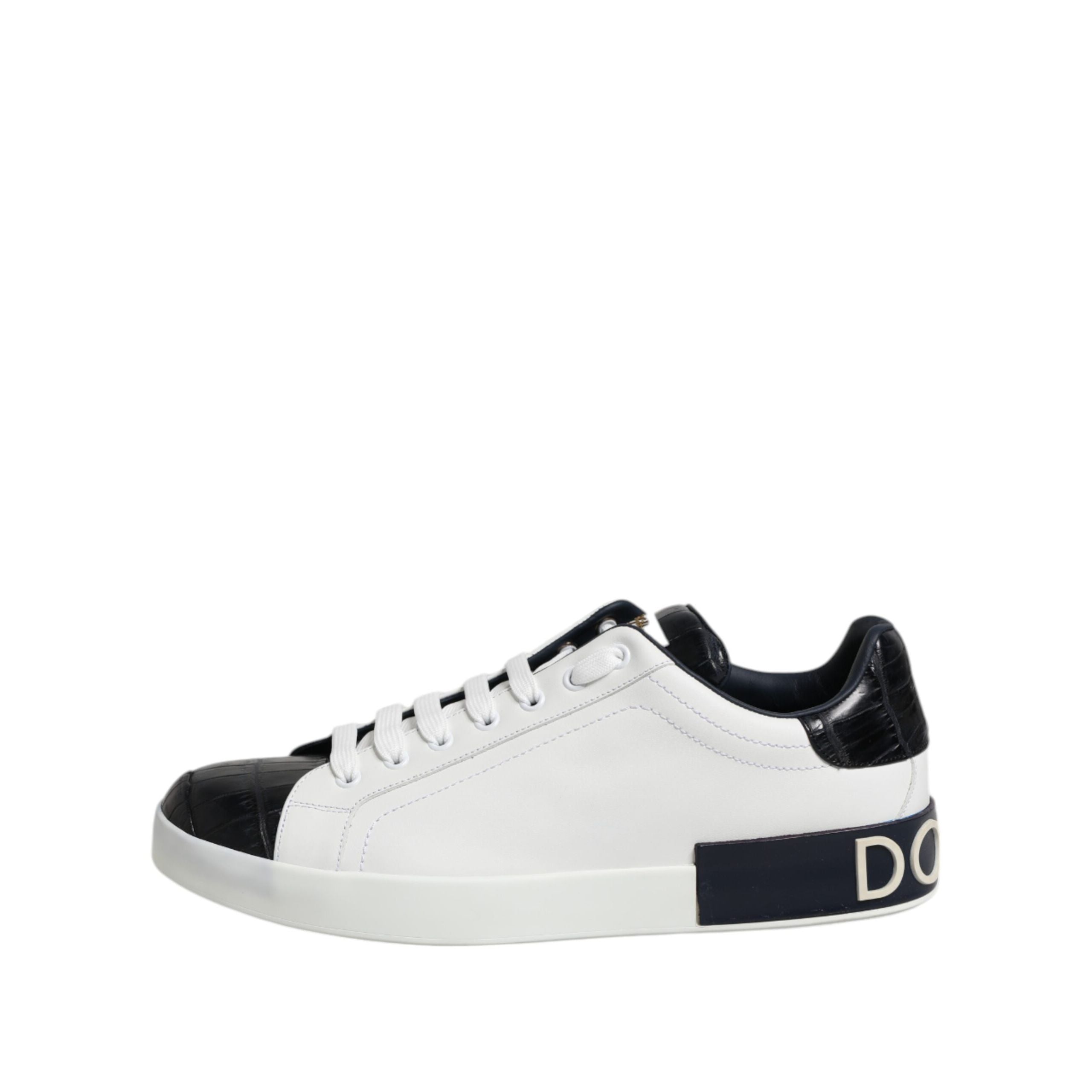 Chaussures Baskets Dolce & Gabbana Portofino en Cuir Noir et Blanc