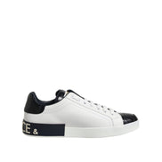 Chaussures Baskets Dolce & Gabbana Portofino en Cuir Noir et Blanc