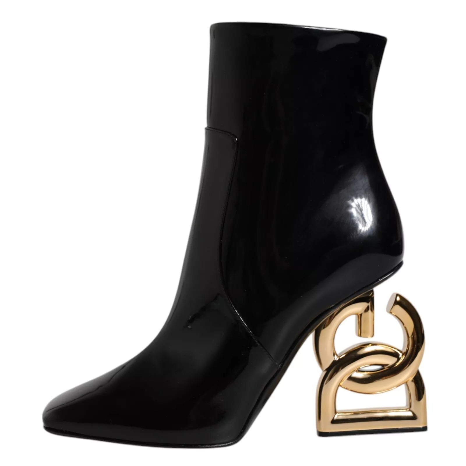 Bottes mi-mollet en cuir noir Jackie Dolce & Gabbana