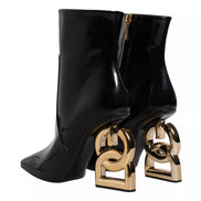 Bottes mi-mollet en cuir noir Jackie Dolce & Gabbana