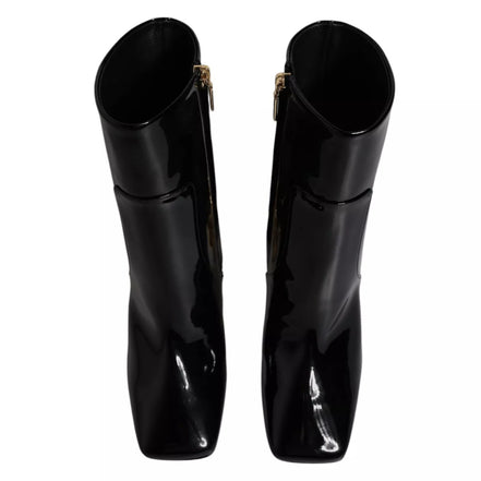 Bottes mi-mollet en cuir noir Jackie Dolce & Gabbana
