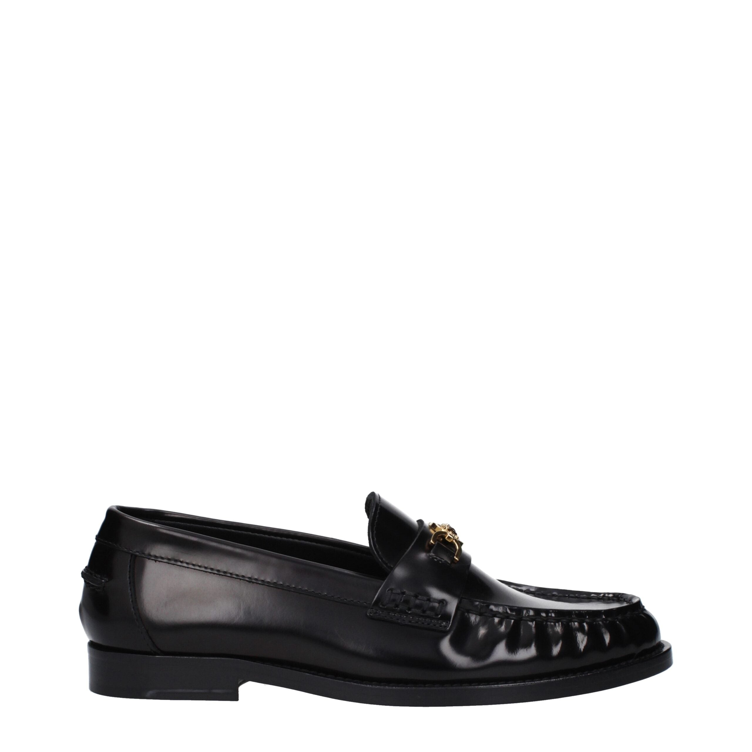 Mocassini slip-on neri in pelle Versace