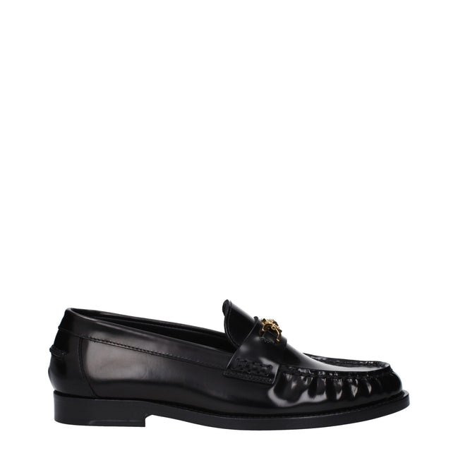 Mocassini slip-on neri in pelle Versace
