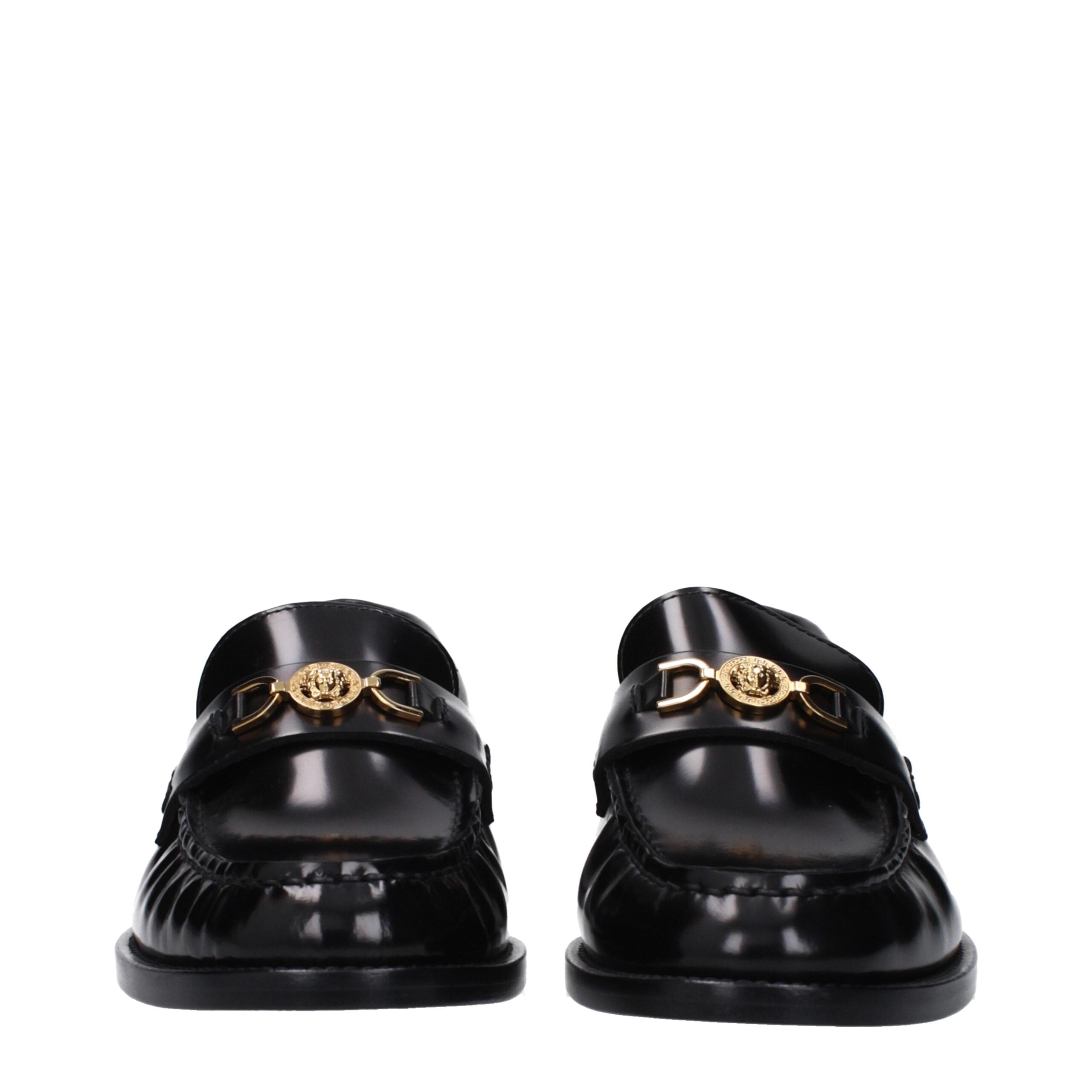 Mocassini slip-on neri in pelle Versace