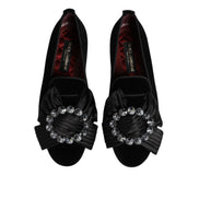 Dolce & Gabbana Scarpe Slip-On VATICANO Nere con Fiocco di Cristallo