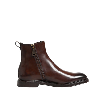 Bottes mi-mollet Chelsea Dolce & Gabbana en cuir marron
