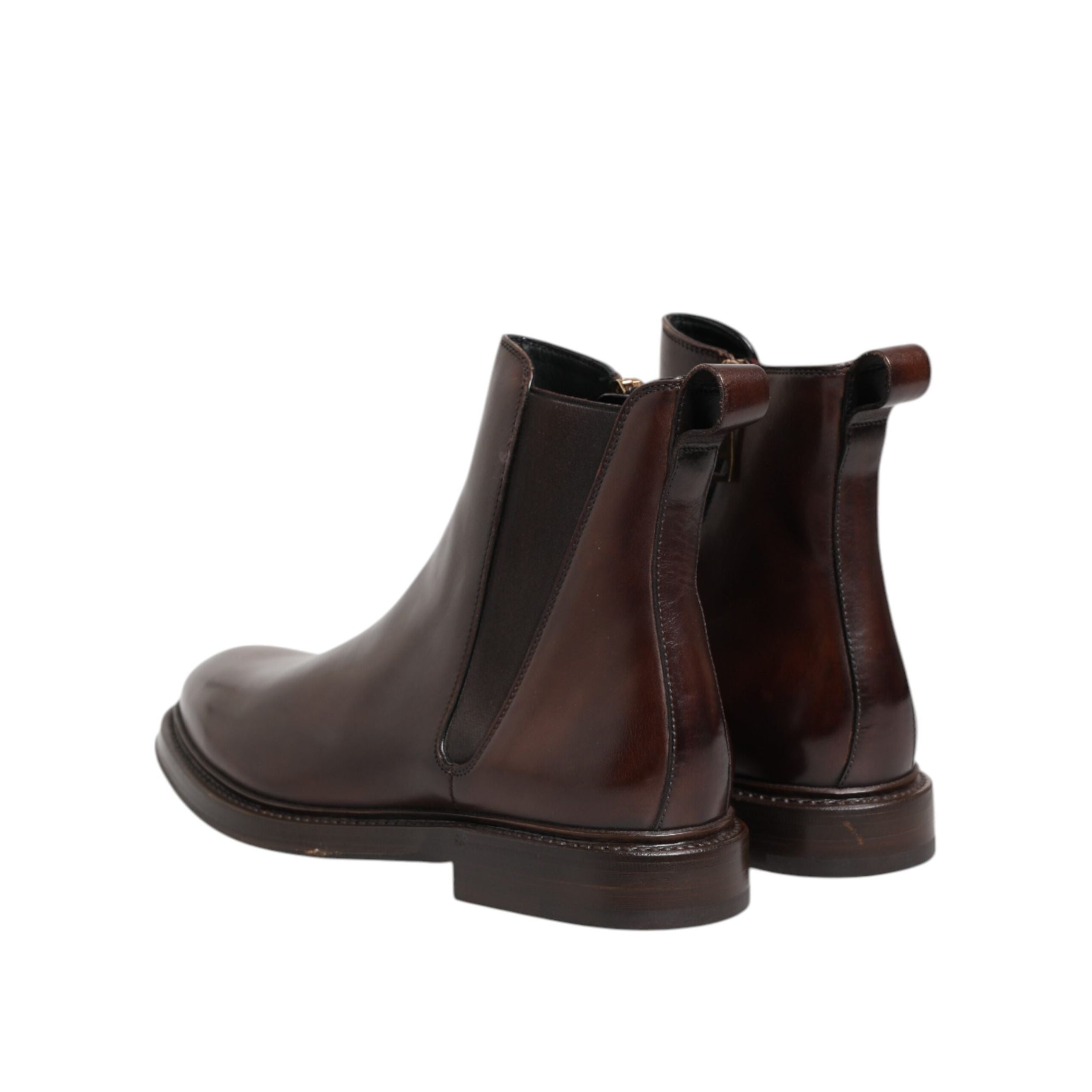 Bottes mi-mollet Chelsea Dolce & Gabbana en cuir marron