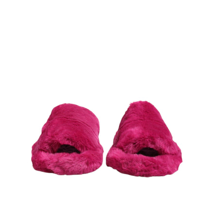 Sandali bassi da uomo Dolce & Gabbana in pelliccia sintetica acrilica rosa