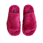 Sandali bassi da uomo Dolce & Gabbana in pelliccia sintetica acrilica rosa